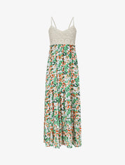 Robe longue à fleur et crochet - Vert - 1
