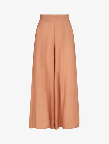 Pantalon ample taille haute élastiquée - Saumon - 1