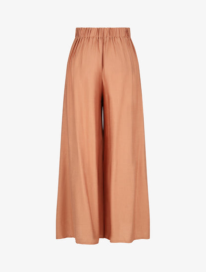 Pantalon ample taille haute élastiquée - Saumon - 2