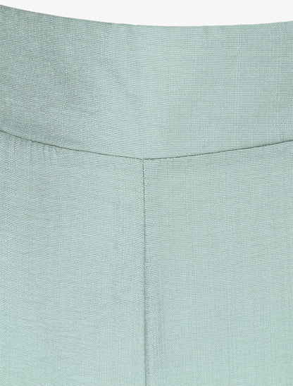 Pantalon ample taille haute élastiquée - Vert - 3