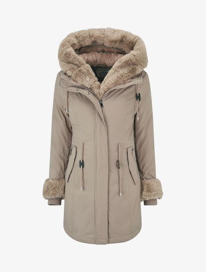 Parka uni à fourrure synthétique amovible - Gris - 1