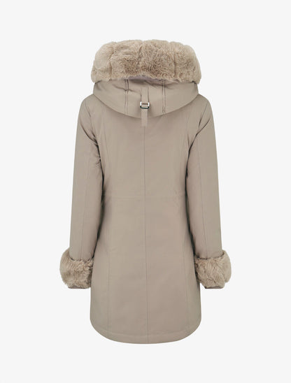 Parka uni à fourrure synthétique amovible - Gris - 2
