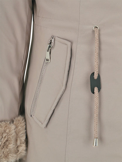 Parka uni à fourrure synthétique amovible - Gris - 3
