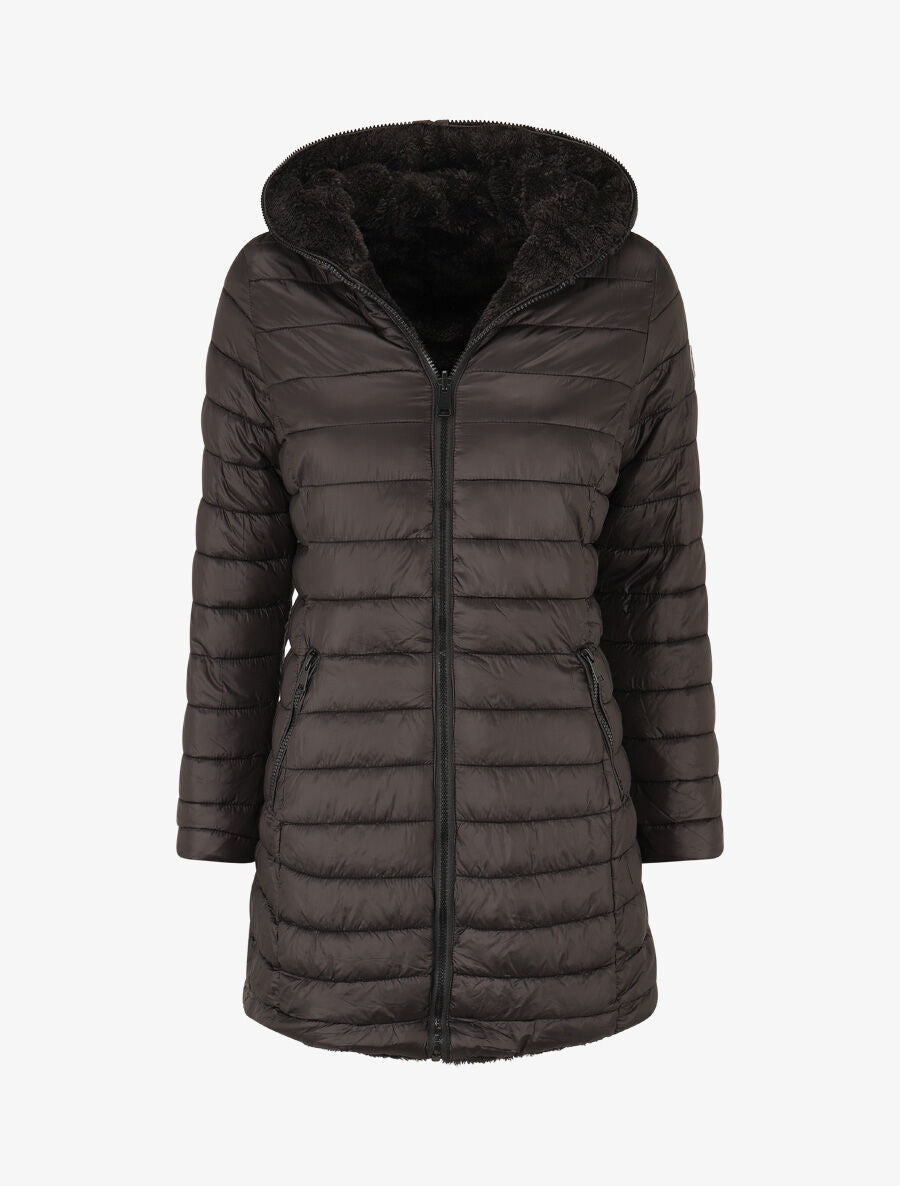 Doudoune réversible uni à capuche - Noir - 6