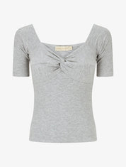 Top côtelé à manches 3/4 - Gris - 1