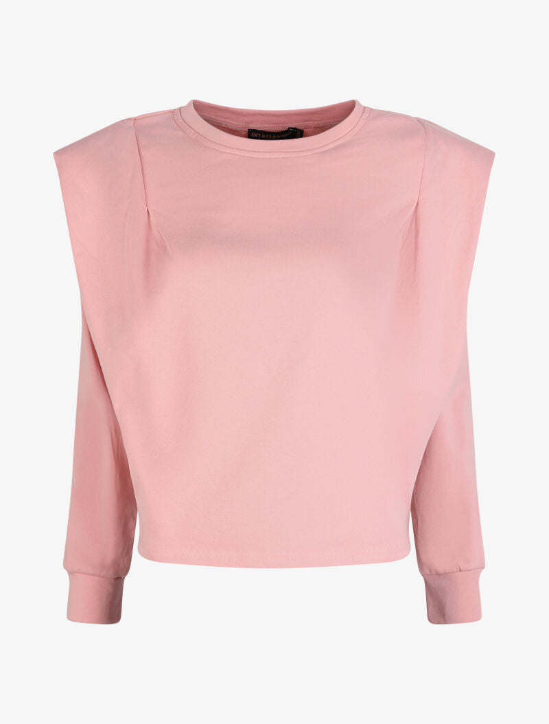 Sweat ample à épaulettes - Rose - 1