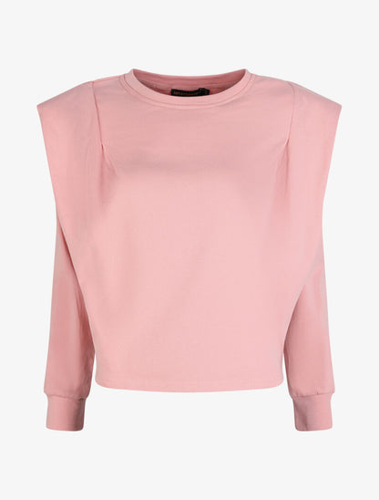Sweat ample à épaulettes - Rose - 1