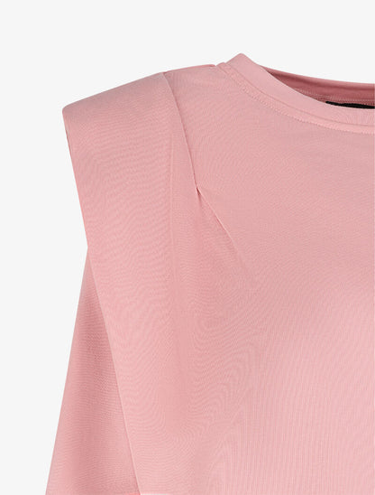 Sweat ample à épaulettes - Rose - 4