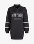 Robe sweat oversize à col zippé - Noir - 3