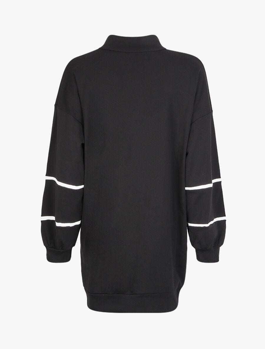 Robe sweat oversize à col zippé - Noir - 2