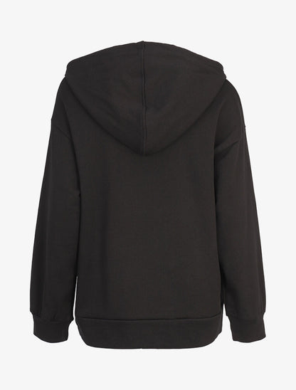 Hoddie oversize à capuche et logo brodé - Noir - 2