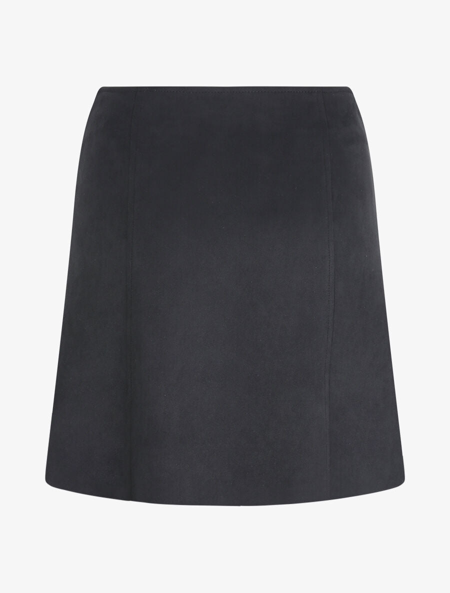 Mini-jupe boutonnée en suédine - Noir - 2