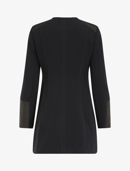 Manteau droit à empiècements en simili matelassé - Marine - 2