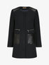 Manteau droit à poches plaquées en simili - Marine - 4
