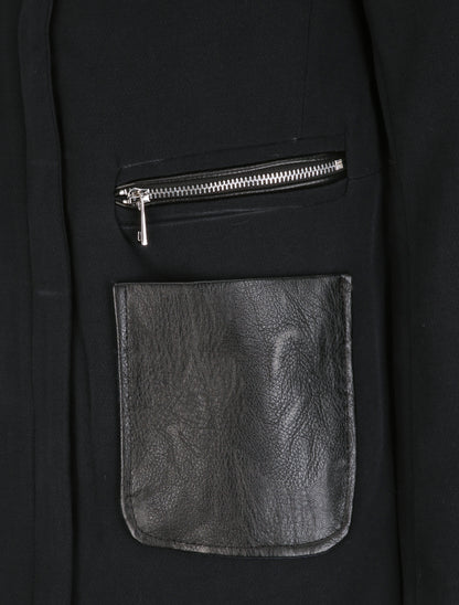 Manteau droit à poches plaquées en simili - Marine - 3