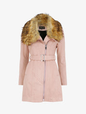 Manteau ajusté à intérieur fourré - Rose - 5