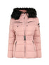 Doudoune à poches zippées et capuche à détail fausse fourrure - Rose poudré - 4