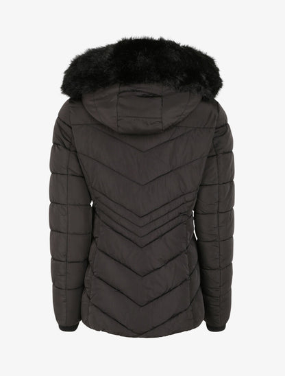Doudoune fourrée à coutures en V - Noir - 2