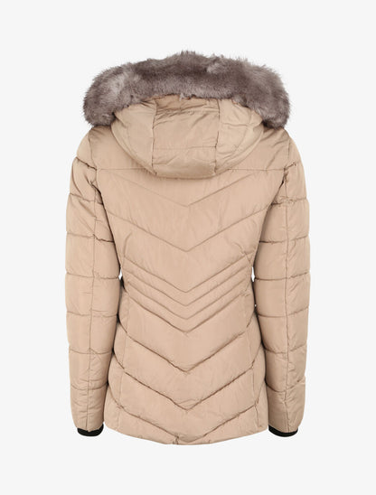 Doudoune fourrée à coutures en V - Beige - 2