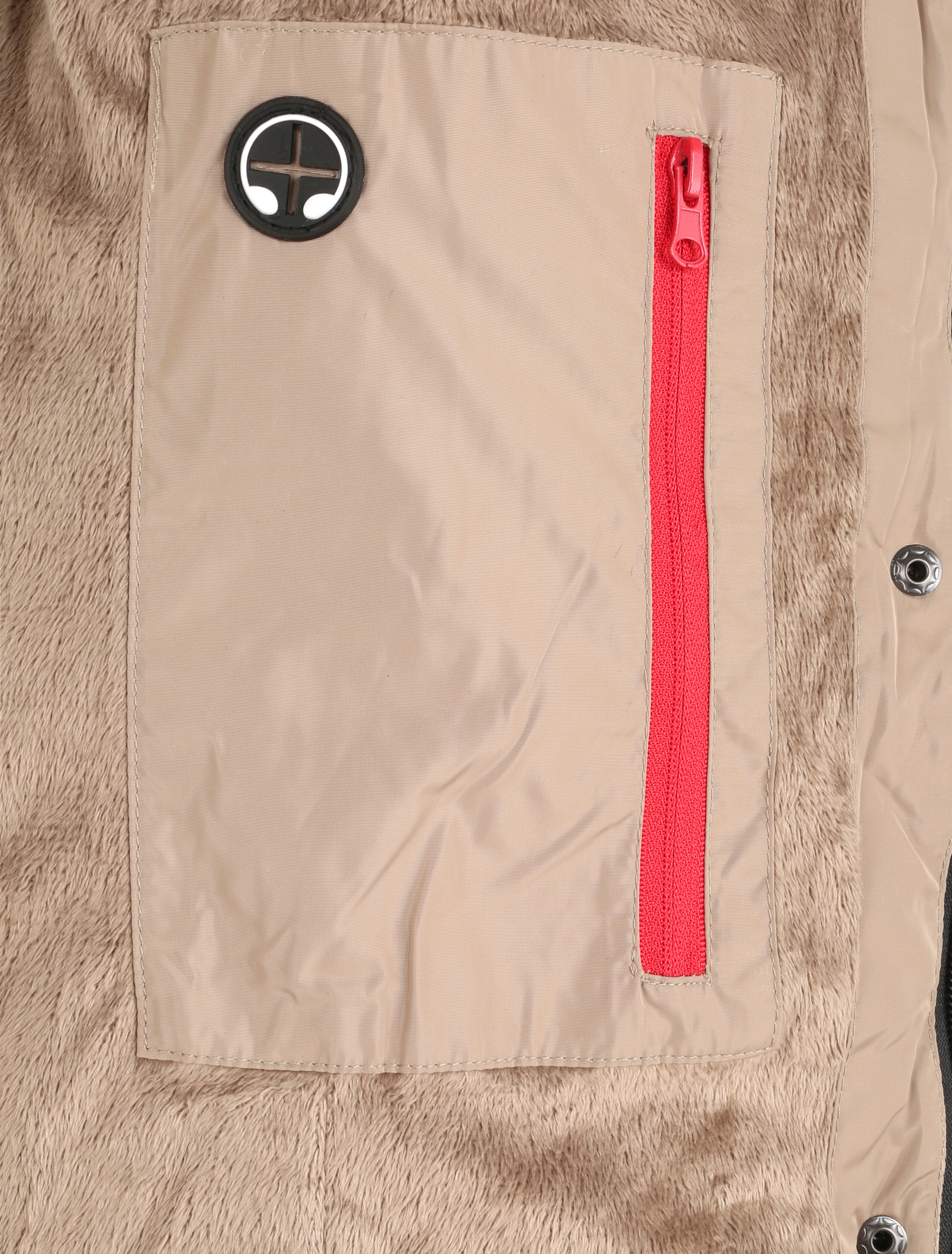 Doudoune fourrée à coutures en V - Beige - 3