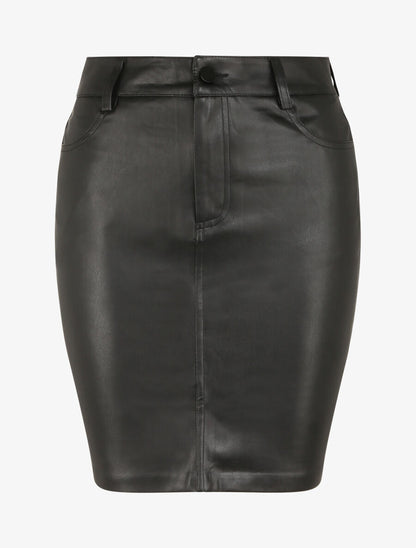 Jupe taille standard ajustée en simili - Noir - 1