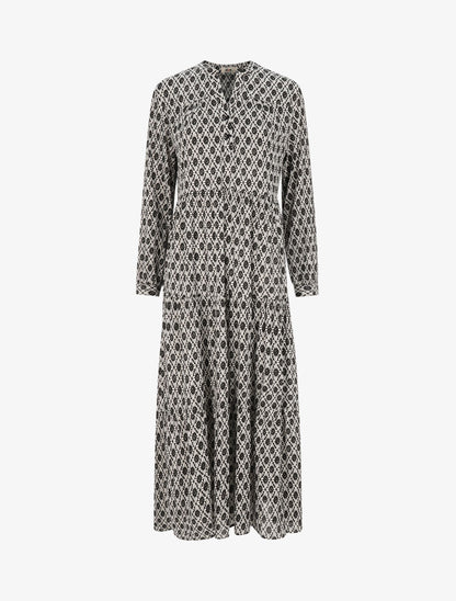 Robe longue à imprimé baroque - Noir - 1