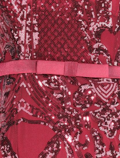 Robe longue fendue à sequins et décolleté dans le dos - Bordeaux - 3