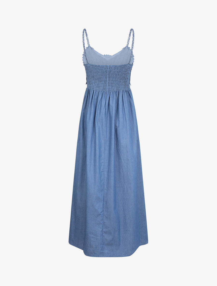 Robe longue denim à buste crochet - Bleu denim - 2
