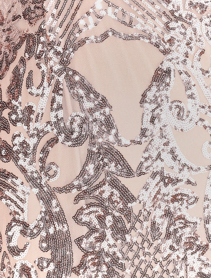 Robe longue fendue à sequins et décolleté dans le dos - Champagne - 3