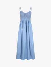 Robe longue denim à buste crochet - Bleu clair - 1