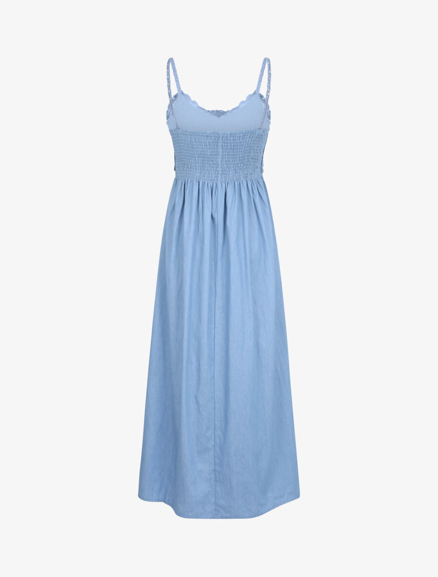 Robe longue denim à buste crochet - Bleu clair - 2