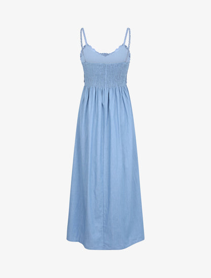 Robe longue denim à buste crochet - Bleu clair - 2