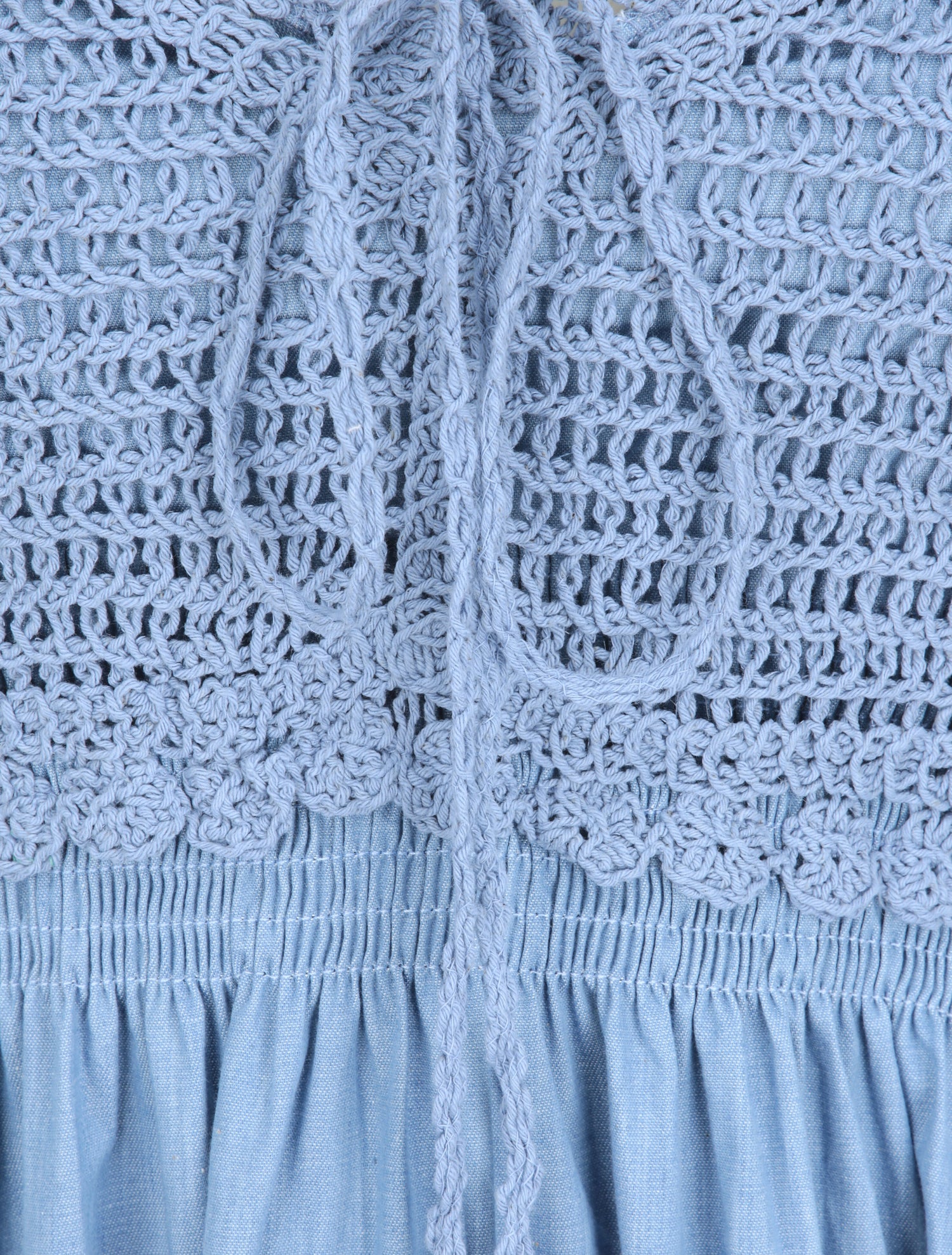 Robe longue denim à buste crochet - Bleu clair - 3