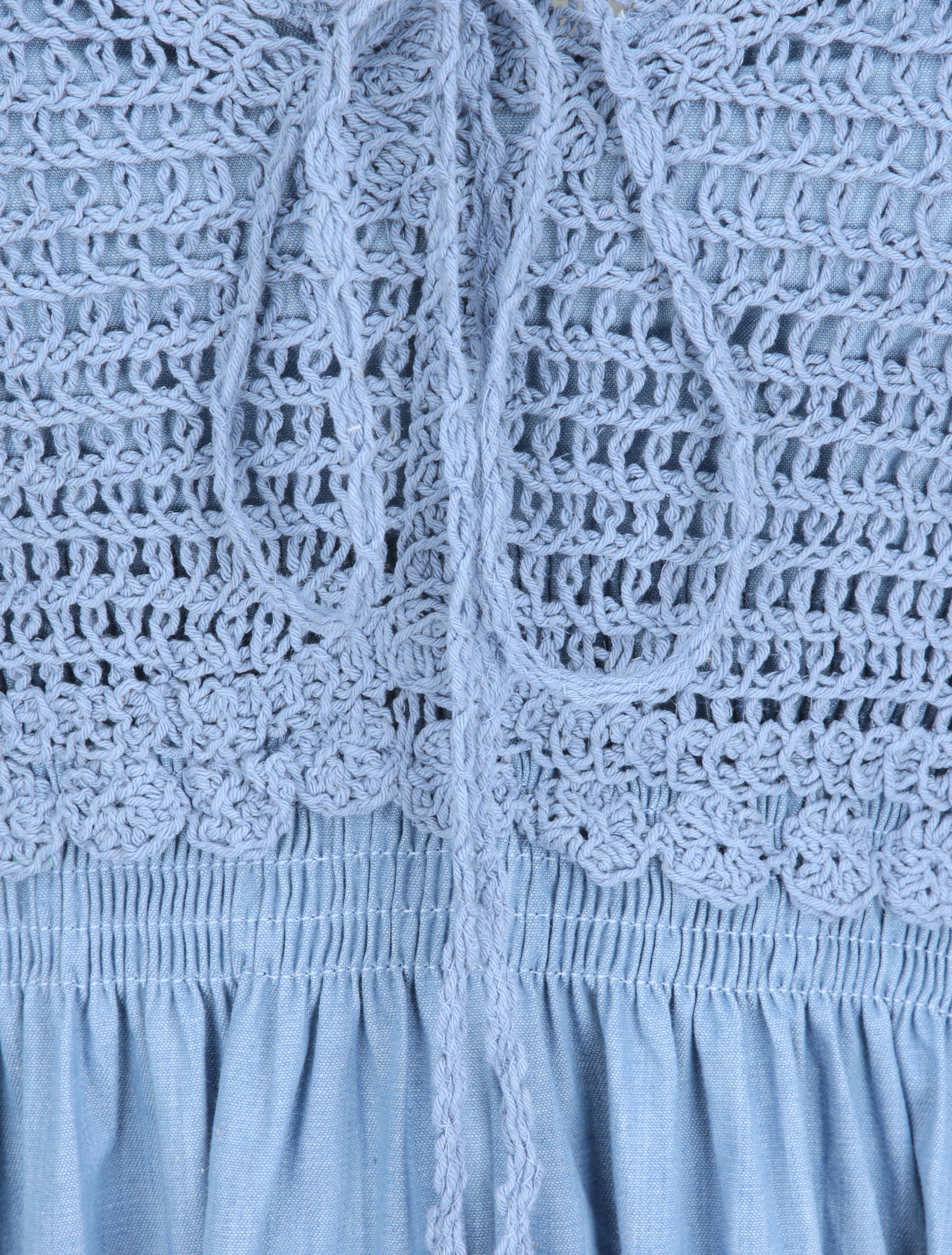 Robe longue denim à buste crochet - Bleu clair - 3