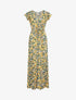Robe longue empire à mancherons imprimé tulipes - Jaune - 5