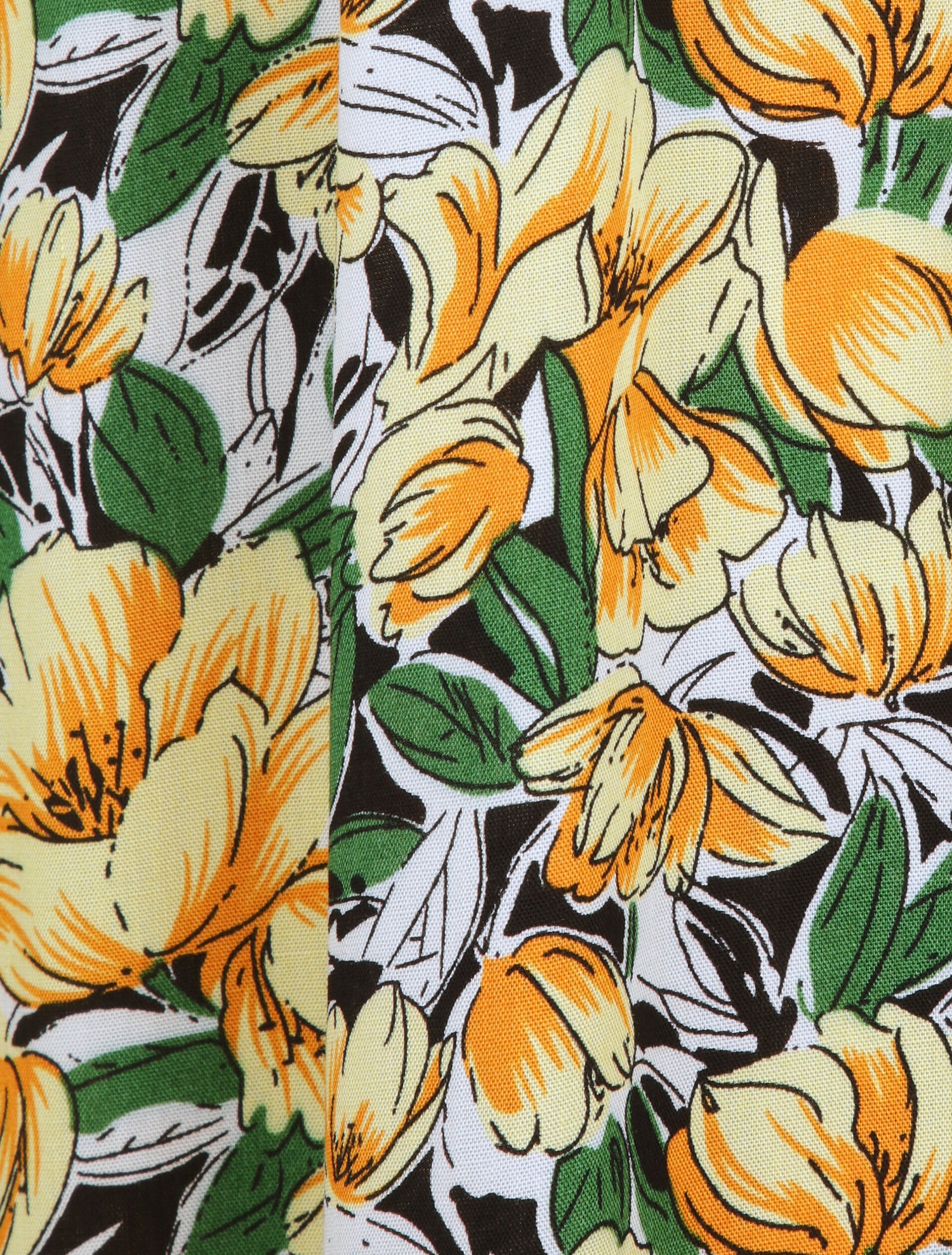 Robe longue empire à mancherons imprimé tulipes - Jaune - 4