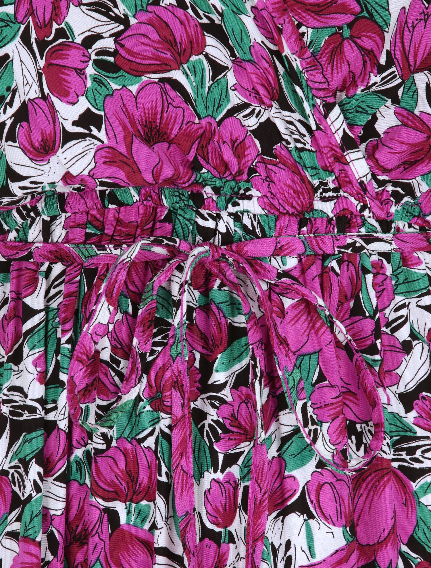 Robe longue empire à mancherons imprimé tulipes - Violet - 3