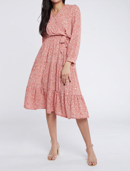 Robe longue patineuse imprimé fleurs d&
