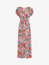 Robe longue empire à manches courtes et imprimé floral - Rose - 4