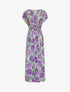 Robe longue empire à manches courtes et imprimé floral - Lilas - 4