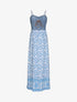 Robe longue empire à corset et imprimé fleurs stylisées - Blanc - 1