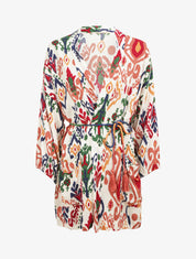 Kimono oversize imprimé aztèque - Blanc - 1