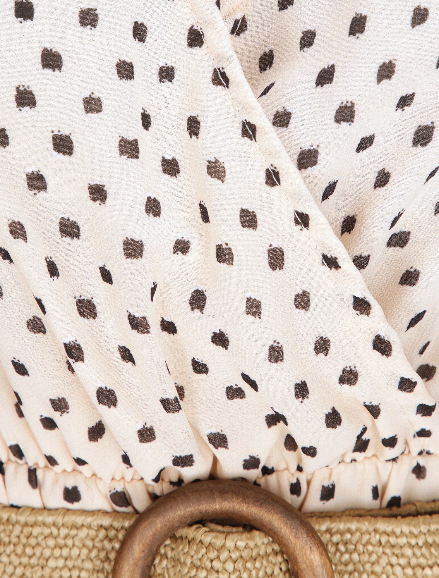 Robe longue empire imprimé pois stylisés - Beige - 3