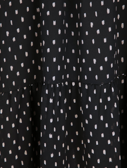 Robe longue empire imprimé pois stylisés - Noir - 4