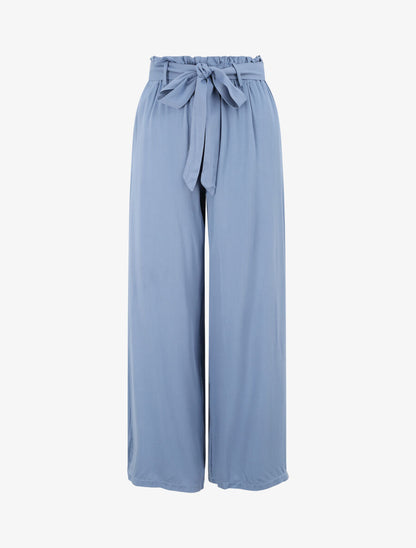 Pantalon fluide uni - Bleu ciel - 4