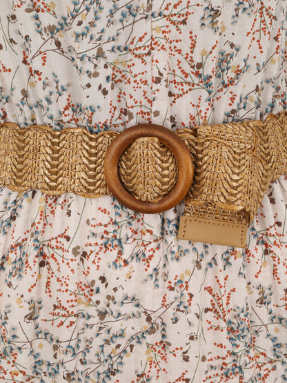 Robe longue à imprimé fleurs des champs - Beige - 3