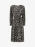 Robe longue cache-coeur à imprimé petites feuilles - Noir - 1