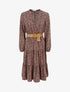 Robe longue empire à imprimé petites fleurs - Vieux rose - 1