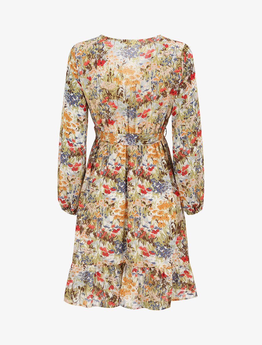 Robe longue à imprimé fleuri - Beige - 2