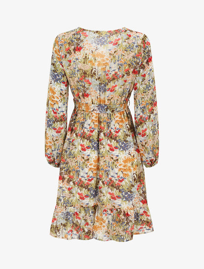 Robe longue à imprimé fleuri - Beige - 2